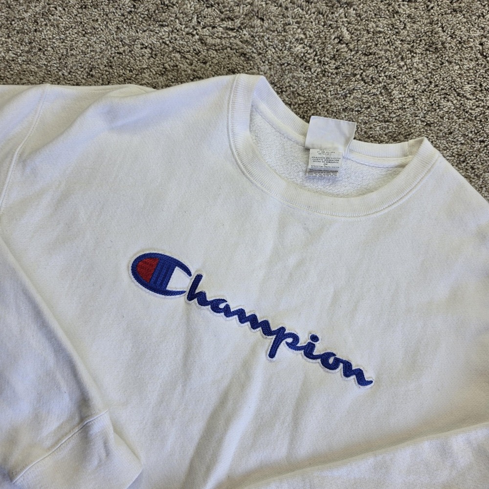 Champion Sweatshirt Womens Small White Pullover Reverse Weave Embroidered